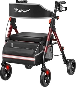 Walkers for Seniors Rollator Walker with Seat Supports 330lb 8" Big Wheels NEW! - Picture 1 of 6