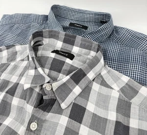 Lot Of 2 Theory Mens Multicolor Plaid Long Sleeve Button-Up Shirt Size Large - Picture 1 of 13