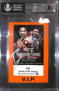 Benson Henderson & Patricio Pitbull Freire Signed Bellator 160 Pass BAS COA UFC - Picture 1 of 24