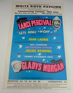 Lance Percival Gladys Morgan Hastings White Rock Summer Show Flyer 1960's - Picture 1 of 2