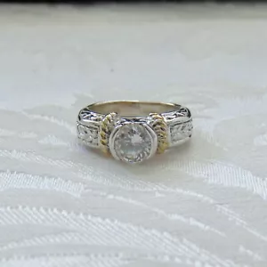 Premier Designs Two Tone Scroll and Rope Design CZ Ring Size 6 - Picture 1 of 7