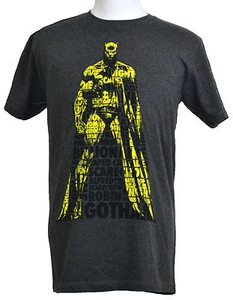 Batman Cloaked in Text T-shirt DC Comics Dark Knight Graphic Tee Charcoal NWT - Picture 1 of 1