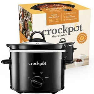 Slow Cooker | Removable Easy-Clean Ceramic Bowl | 1.8 L Small Slow Cooker Black - Picture 1 of 6
