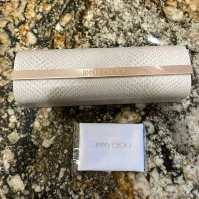 Jimmy Choo NUEVO Estuche para Gafas y Paño de Limpieza Blanco Estampado de Serpiente Cierre Magnético Foto 1 de 4