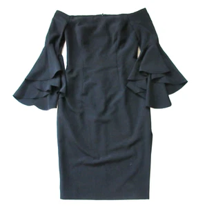 NWT MILLY Selena in Black Italian Cady Slit Side Sheath Dress 4 $485 - Picture 1 of 11