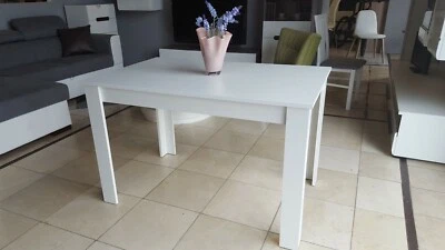 White extending dining table, modern, solid, high quality, perfect size 120cm! - Image 1 of 4