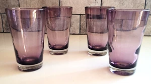 Handblown Amethyst Glass Tumblers 4 MCM Krosno Villeroy Style Thanksgiving - Picture 1 of 6