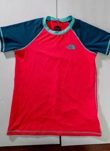 The North Face Girls SS Class V UPF 50 Water T-Shirt Pink/Blue Large 14/16 - Picture 1 of 2