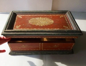 Jugendstil Holzschatulle Handbemalt, 32cm, x 19,5cm tief x 12,4cm hoch, ANTIK - Bild 1 von 19