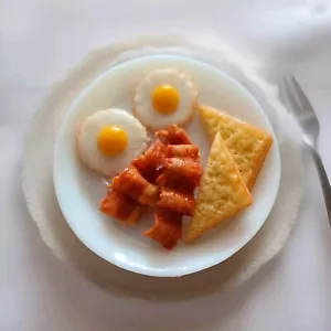 Miniature Dollhouse Breakfast Plate Bacon Eggs & Toast 1:12th Scale - Picture 1 of 2