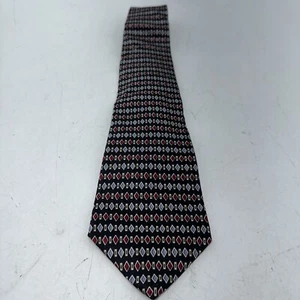 Cravatta collo uomo Stafford Executive nera multicolore motivo geometrico 100% seta - Foto 1 di 8