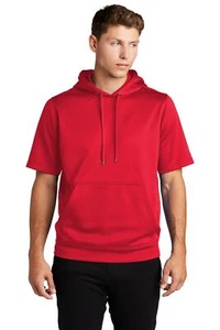 Sport-Tek ST251 Men's Polyester Sport Wick Fleece Short Sleeve Hoodie Pullover - Picture 1 of 8