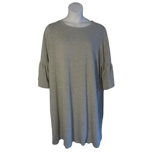 Lane Bryant 22/24 3X Gray Knit Dress Pearl Detail - Picture 1 of 3