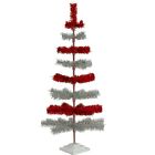 Support d'arbre de Noël à couches rouge brillant et argent métallique inclus