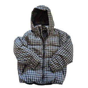 Lands' End Down Puffer Jacket Childs Sz SM (8) Plaid Pockets Hooded Outdoor Warm - Picture 1 of 12