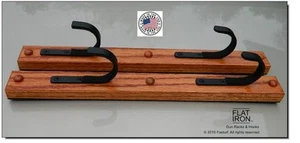 Oak and Metal 2 Place Gun Rack Rifle Shotgun Wall Mount Display. Handmade In USA - Picture 1 of 4