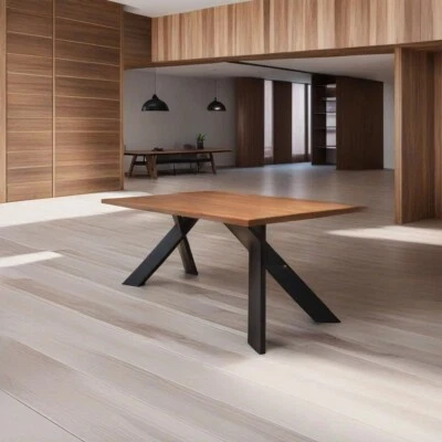 Dining Table, PRIME Oak, Sustainable Solid Wood, Steel, Metal Legs X SHAPE, NOVA - Image 1 of 4