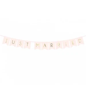 Hochzeit Girlande JUST MARRIED MR & MRS weiß rosé-gold rosa JGA Feier Dekobanner - Bild 1 von 17