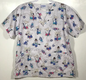 Scrub Top women size M Medium Bunny Toothbrush Floss Dental Hygienist Assistant - Picture 1 of 4