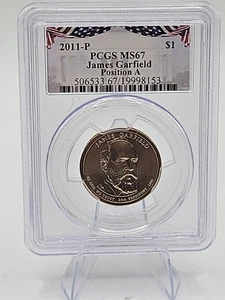 2011 D James Garfield Presidential Dollar PCGS MS 67 Position A - Bild 1 von 4