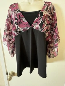Vintage Y2K STUDIO 1940 SZ XL Floral Boho Flowy Over Blouse Built in Tank - Picture 1 of 10