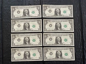 Lot Of 8 Sequential 1963A One Dollar Bills Notes $1 About Uncirculated (AU) - Picture 1 of 15