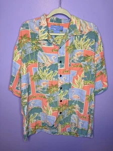Camisa Bermuda Bay 100 % seda hawaiana abotonada tropical para hombre talla XL - Imagen 1 de 6