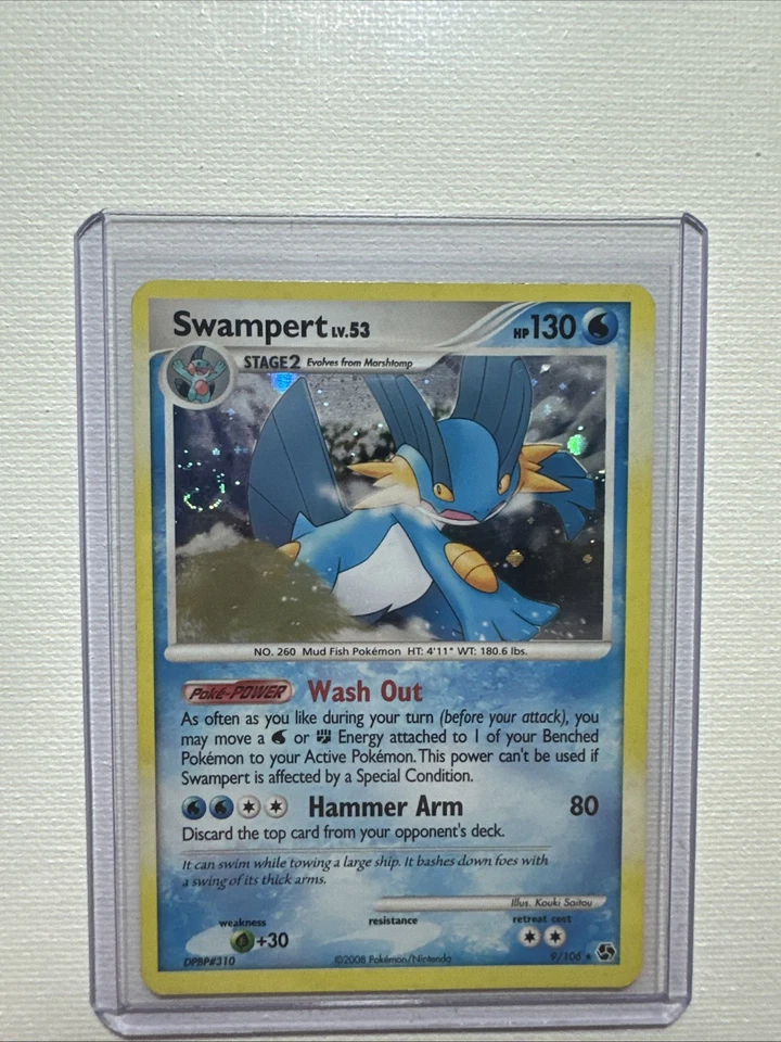 SWIRL Swampert 9/106 Holo Rare Pokemon Cars - DP Great Encounters - LP - Image 1 of 4