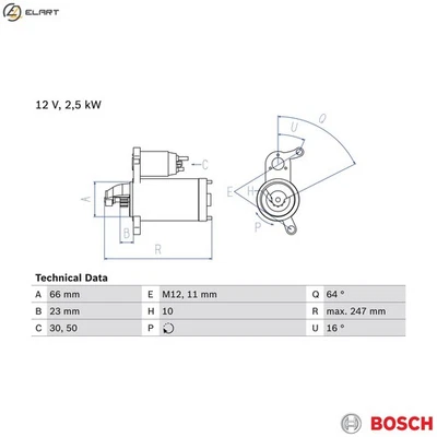 STARTER 0 986 024 040 FOR AUDI A4/S4/Allroad A5/S5/Convertible/Sportback Q5 2.0L - Image 1 of 4