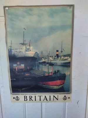Britain Liverpool S Docks Cathedral Poster 20x30" UK Travel Association VTG 50s - Image 1 of 4