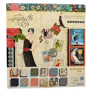 Almohadilla de papel Graphic 45 Couture 8x8 12 hojas de doble cara NUEVA - Imagen 1 de 7
