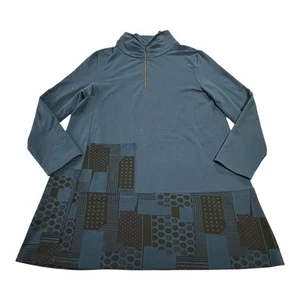 Chalet Et Ceci Cowl Neck Mini Shift Dress Women’s L Blue Black Pocket - Picture 1 of 10