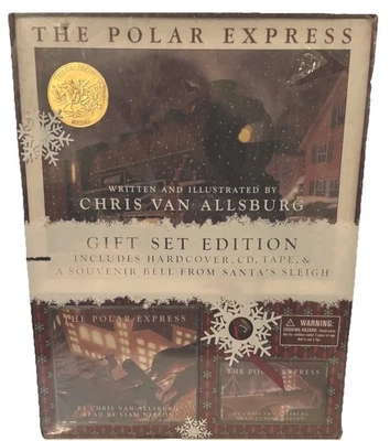 The Polar Express Gift Set Sealed NEW Hardcover + CD & Cassette Tape & Bell 2004 - Image 1 of 4