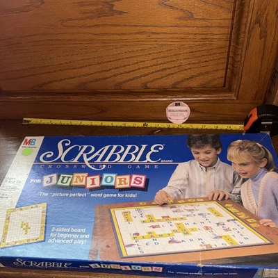 Antique Scrabble Brand Crossword 2-sided Board Game For Juniors Milton Bradley - Image 1 of 4