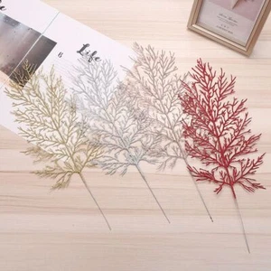 Christmas Tree Decor Artificial Flower Glitter Leaves Christmas Decorations - Picture 1 of 44