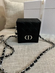 Authentic CHRISTIAN DIOR Square Black Box Vanity Makeup bag Converted Crossbody - Picture 1 of 18