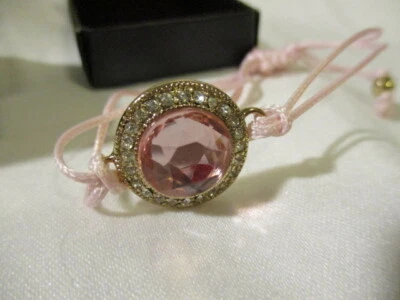 AVON Energy String Bracelet Faux Stones on Adjustable Cord One Size Light Pink  - Image 1 of 4