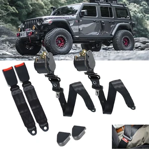 2 Universal 3 Point Retractable Seat Belts Fit For Jeep CJ YJ Wrangler 1982-95 - Picture 1 of 21
