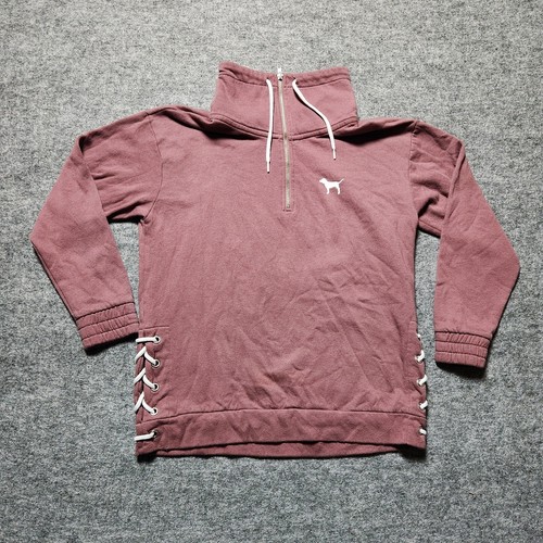 UNDERCOVER VICTORIA'S SECRET ROSA Felpa con cappuccio donna M cotone poliestere cerniera intera