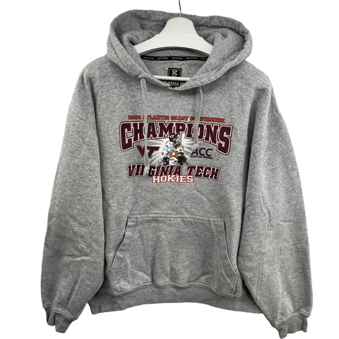 Virginia Tech Hokies Hoodie Mens Extra Large Vintage 2004 ACC Champs Gray Cover