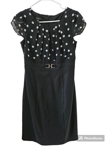 Abito tubino Alyx Petite svolazzante smanicato bianco e nero a pois taglia 6P