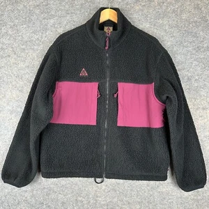 Nike ACG Lab Fleece Jacket Mens Medium Black Villian Red Outdoor Zip Japan - Picture 1 of 13