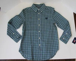 SHIRT~Boys CHAPS Dress NEW w tags Navy Green size 10/12 Cotton Blend - Picture 1 of 7