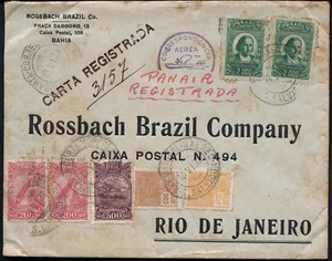 Brazil 1933 PANAIR Registered Cover Bahia Mixfranking 5.900 R Rio de Janeiro/253 - Picture 1 of 2