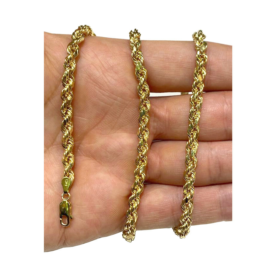 14k Solid Yellow Gold Rope Chain 