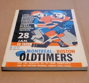 OLDTIMERS Montreal vs Boston 1968 Hockey NHL Program Publication Vintage Lach Sm