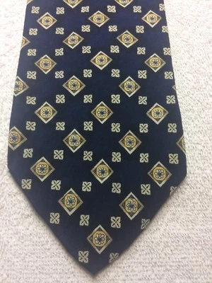 LANDS END CORBATA HOMBRE AZUL MARINO CON AMARILLO Y ORO 4 X 60 Foto 1 de 4