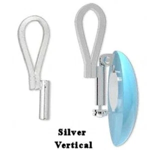 Brooch Pin Converter, 36 Silver Plated Brass 32x10mm Vertical with Loop Bail - Picture 1 of 4