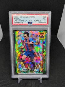 2005 Mundicromo Fichas Cracked Ice Diamond Refractor #26 Andres Iniesta PSA 7 - Picture 1 of 2