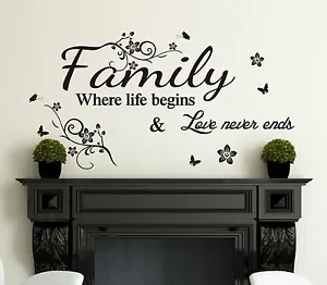 Family Love Wall Sticker Art Quotes Vinyl Wall Sticker Wall Decal HIGH QUALITY - Picture 1 of 12